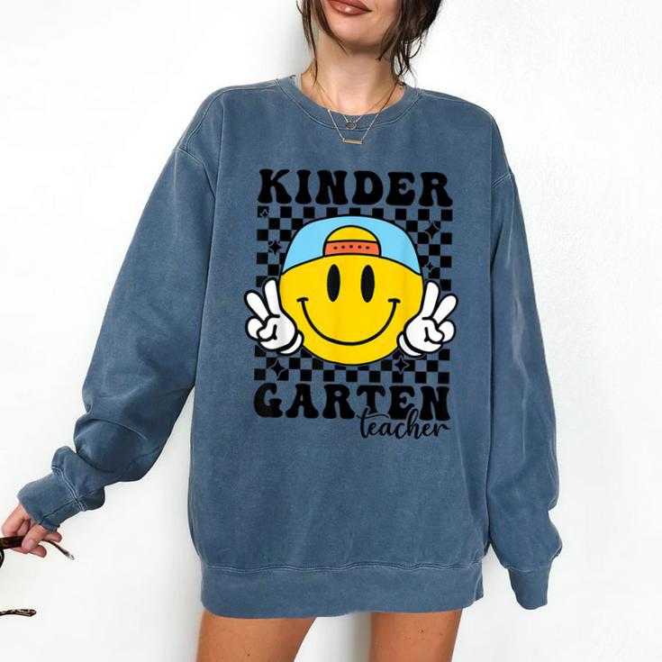 Kindergarten Teacher Hippie Smile Face Back School Comfort Colors Sweatshirt
