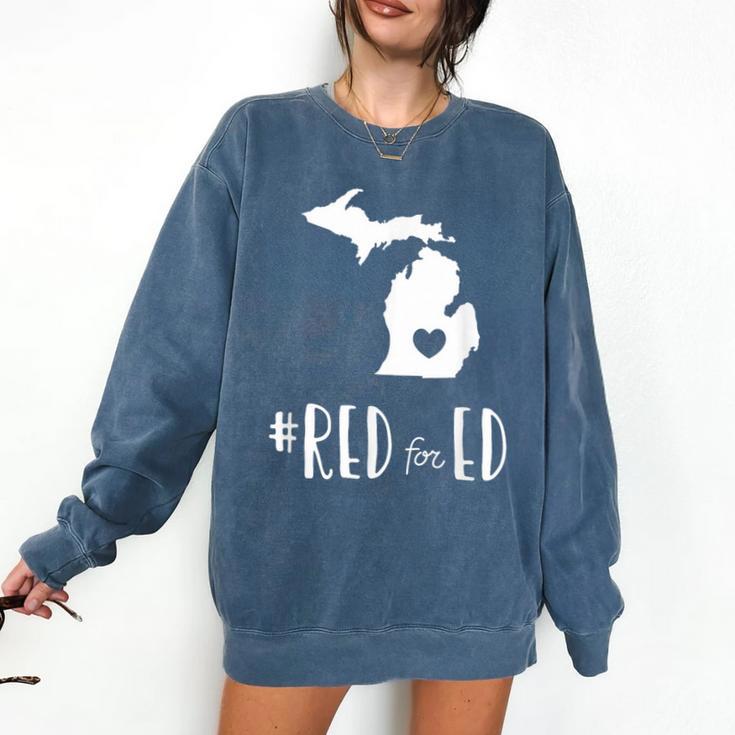 Red For Ed Michigan Teacher Public Education Comfort Colors Sweatshirt