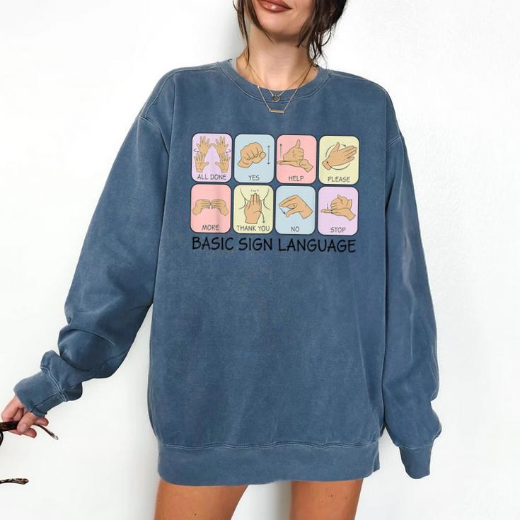 Basic Sign Language Speech Pathology Aac Sped Teacher Comfort Colors Sweatshirt