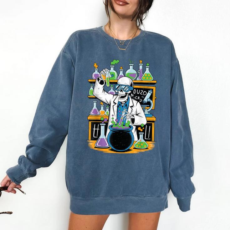 Skeleton Mad Scientist Halloween Costume Science Teacher Comfort Colors Sweatshirt