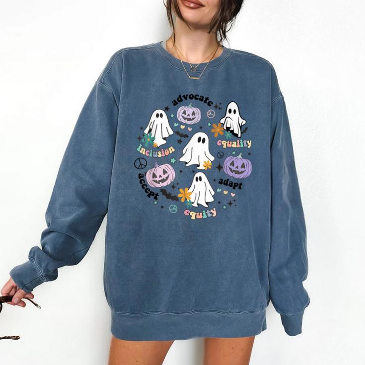 Special Education Teacher Halloween Pumpkin Ghost Inclusion Comfort Colors Sweatshirt