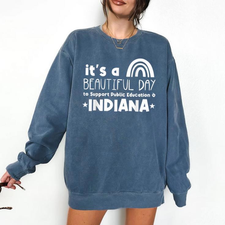 Support Public Education Teacher Red For Ed Indiana Comfort Colors Sweatshirt