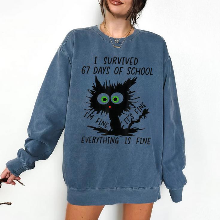 I Survived 67 Days Of School Teachers Students Humor Comfort Colors Sweatshirt