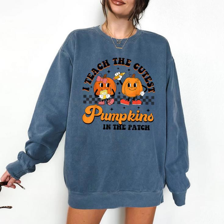 I Teach The Cutest Pumpkins In The Patch Halloween Teacher For Men Women Kids Comfort Colors Sweatshirt