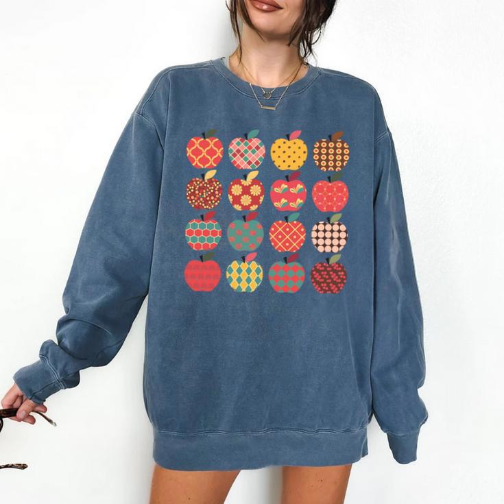 Teacher Apple Back To School Art For School Supplies Comfort Colors Sweatshirt