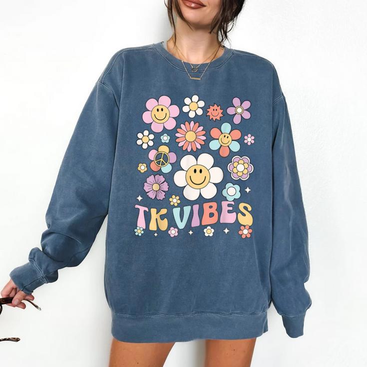 TK Vibes Back To School TK Girl Kid TK Team TK Teacher Women Comfort Colors Sweatshirt