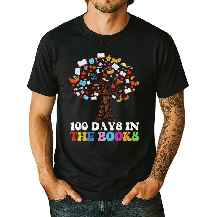 100 Days In The Books Reading Teacher 100th Day Of School Men's Casual T-Shirt