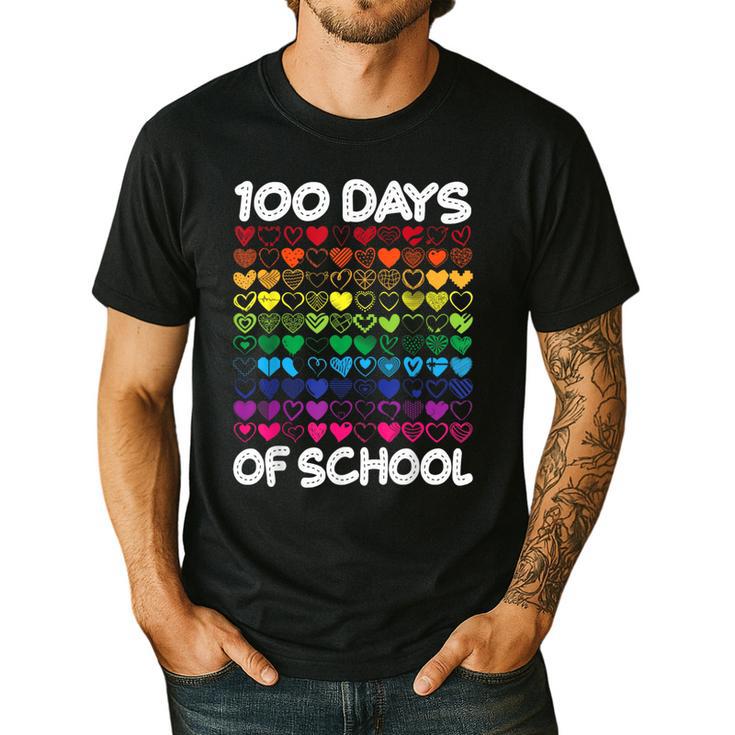 100 Days Of School Heart Love Teacher Or Student 100th Day Men's Casual T-Shirt