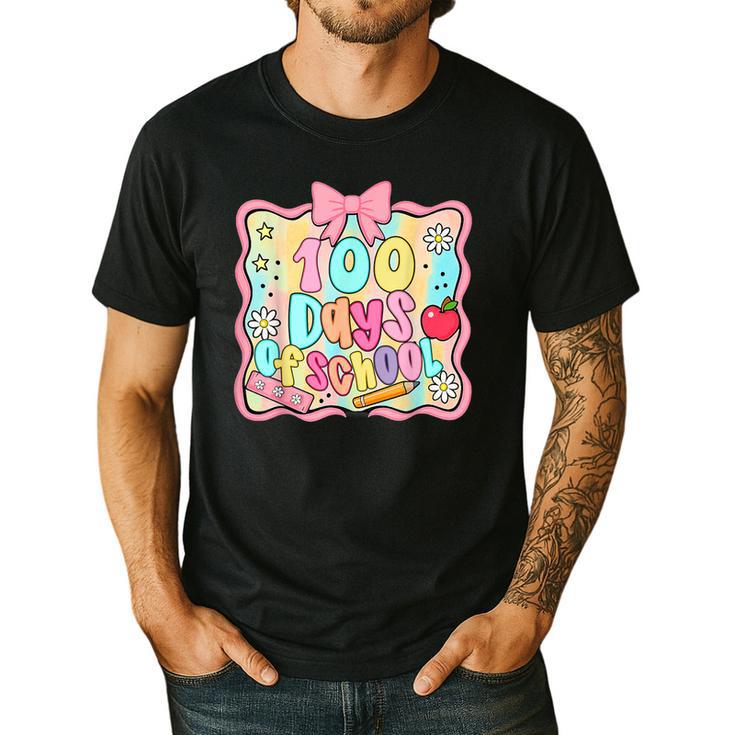 100 Days Of School Preppy 100th Day Of School Teacher Kids Men's Casual T-Shirt