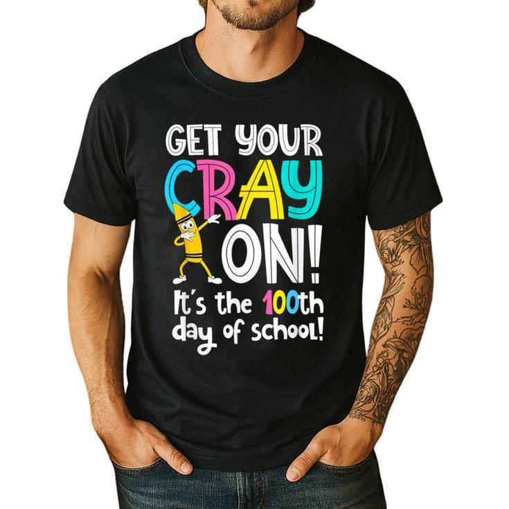100th Day Of School Get Your Cray On Teacher Men's Casual T-Shirt