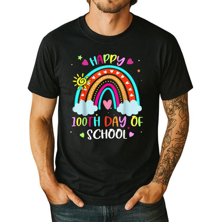 100th Day Of School Rainbow Happy 100 Days Smarter Teacher Men's Casual T-Shirt