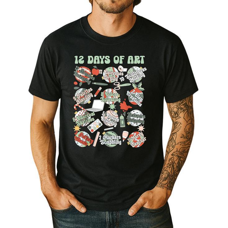 12 Days Of Art Teacher Christmas Artists Painter Educational Men's Casual T-Shirt