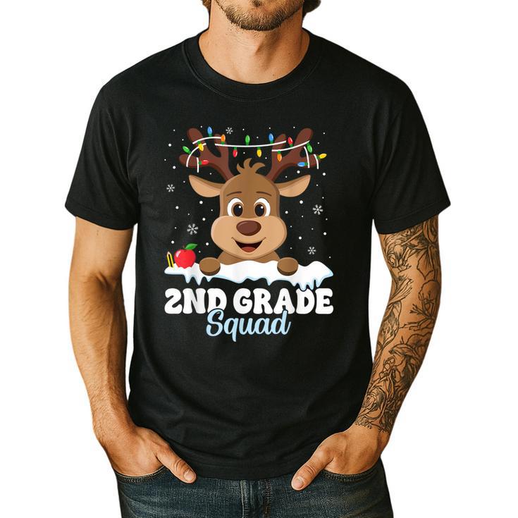 2nd Grade Teacher Christmas Second Grade Squad Reindeer Xmas For Men Women Kids Men's Casual T-Shirt