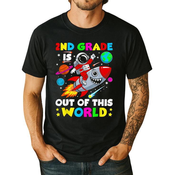 2nd Grade Is Out Of This World Space Rocket Planets Teacher Men's Casual T-Shirt