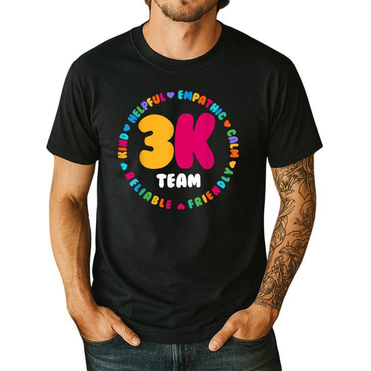 3K Team & Teacher Squad Threes Crew PreK Elementary Team Men's Casual T-Shirt