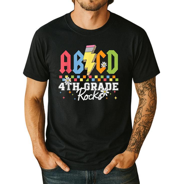 4th Grade Rocks ABCD Back To School Rock Teachers Men's Casual T-Shirt