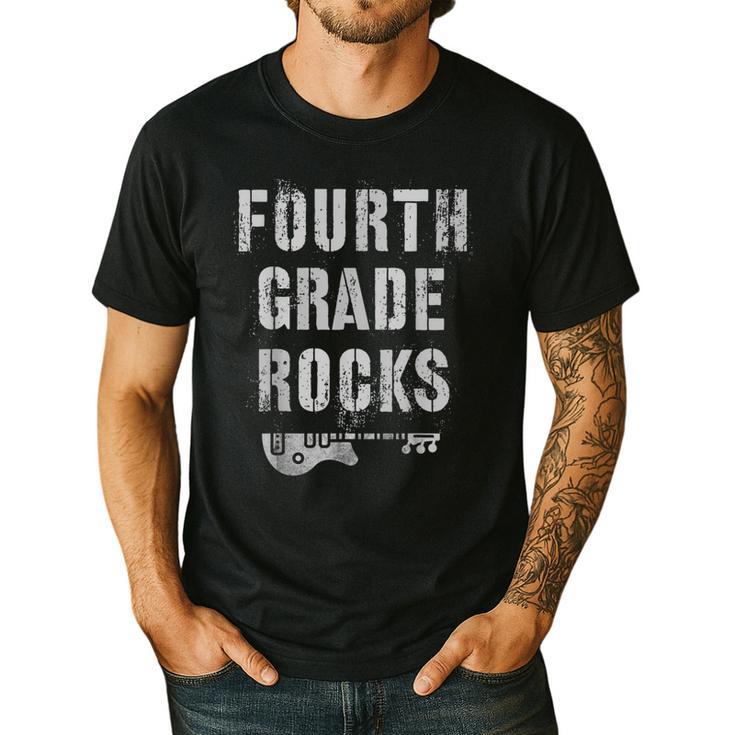 4th GRADE Rocks Teacher Rockstars I Teach Ready To Rock Men's Casual T-Shirt