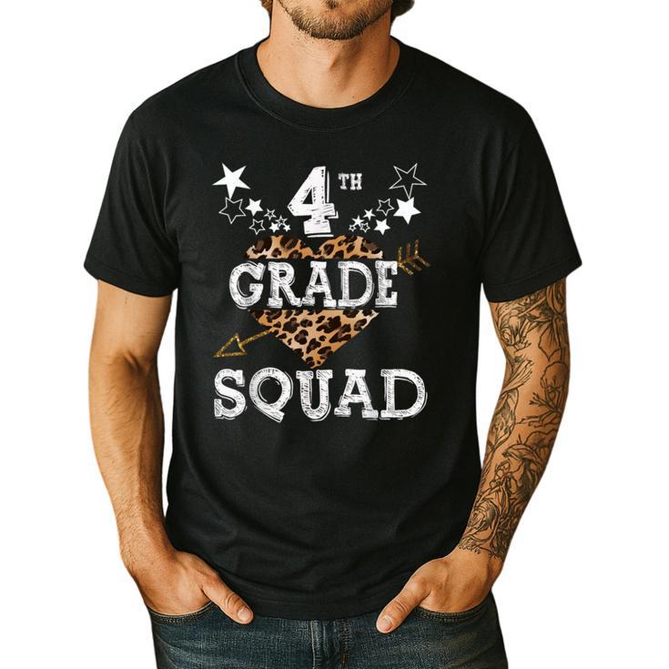 4th Grade Squad Star Team Leopard Teacher Crew Student Men Women Girls Kids Men's Casual T-Shirt