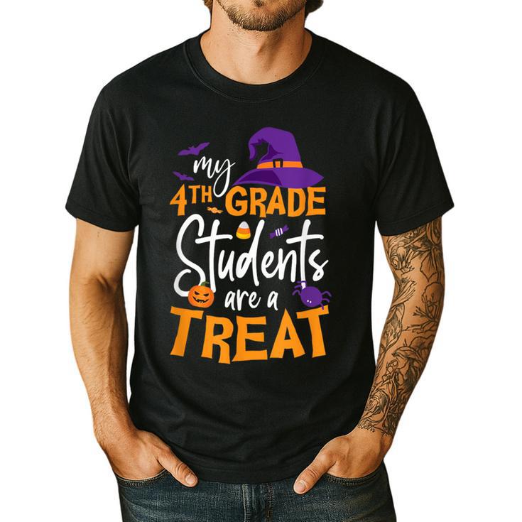 My 4th Grade Students Are a Treat Teacher Halloween Witch For Men Women Kids Men's Casual T-Shirt