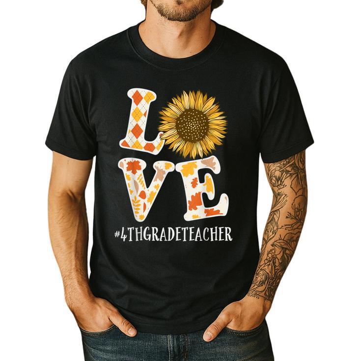 4th Grade Teacher Love Autumn Fall Sunflower Appreciation Men's Casual T-Shirt