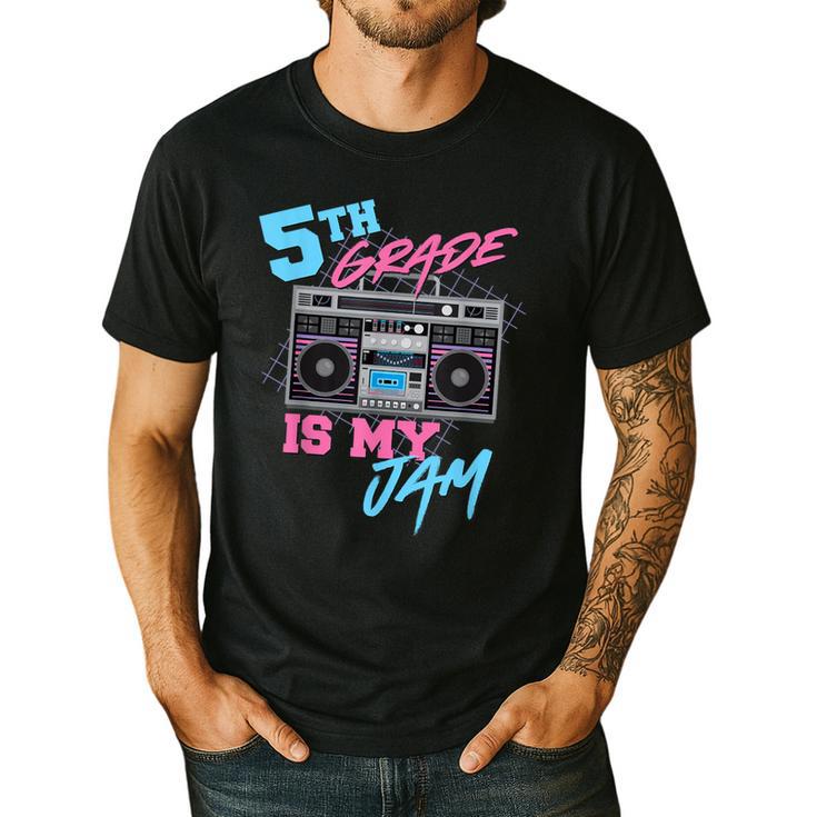 5th Grade Is My Jam Vintage 80s Boombox Teacher Student Men's Casual T-Shirt