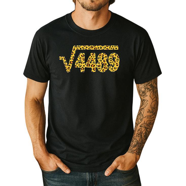 6 7 Leopard Pattern Meme Square Root 4489 Slang Math Teacher Men's Casual T-Shirt