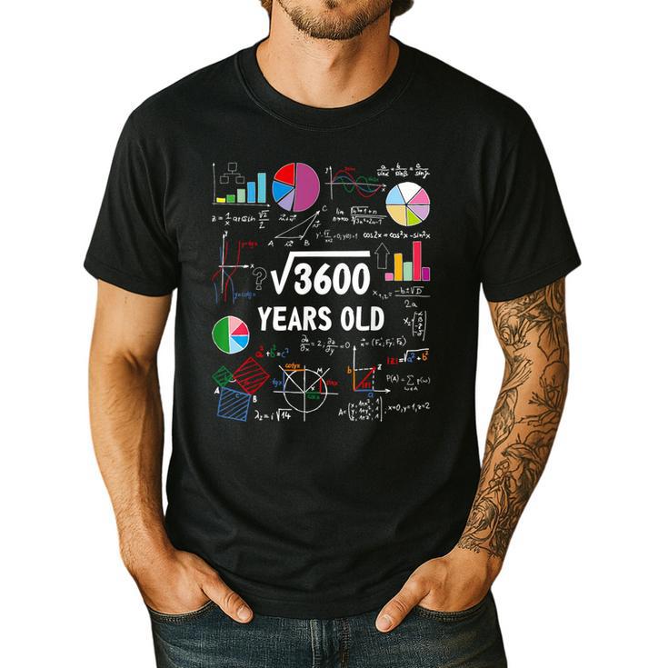 60 Year Old Math Teacher Square Root Of 3600 60th Birthday Men's Casual T-Shirt