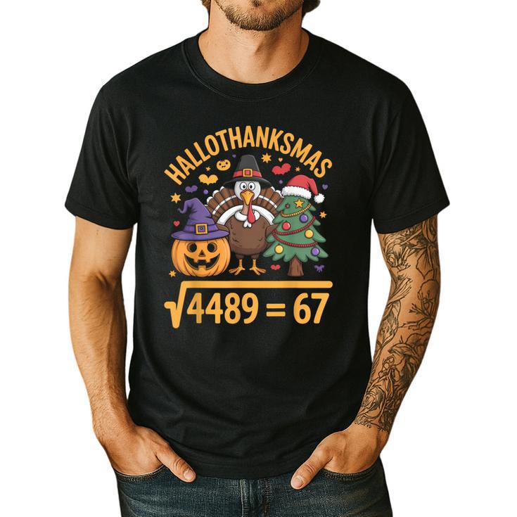 67 Meme Math Teacher Root 4489 Hallothanksmas Six Seven Men's Casual T-Shirt