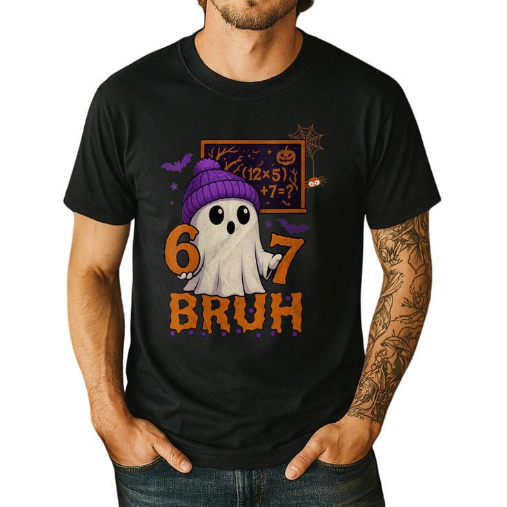 67 Teacher Halloween Ghost Six Seven Meme Math Equation Bruh Men's Casual T-Shirt