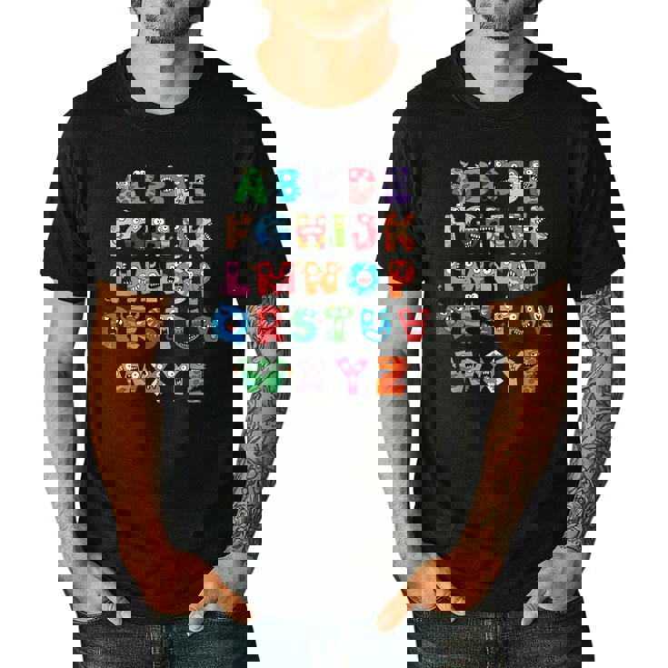 ABC Cute Monster Alphabet Halloween Teacher Costume Kids Men&#x27;s Casual T-Shirt