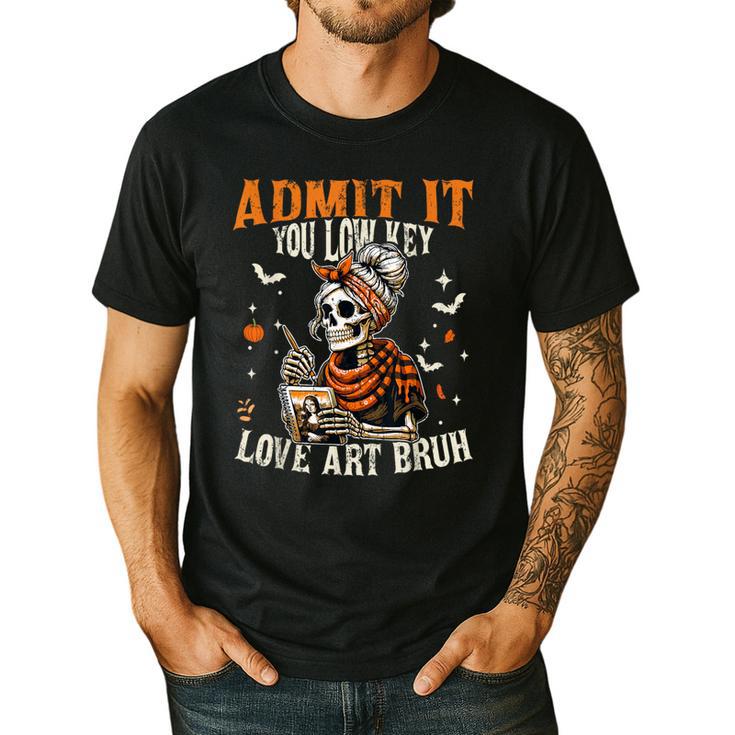 Admit It You Low Key Love Art Bruh Halloween Art Teacher Men's Casual T-Shirt