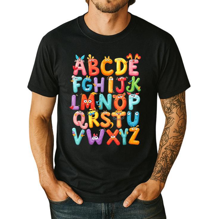 Alphabet A-Z ABC Kids Back To School Pre K Teachers Men's Casual T-Shirt