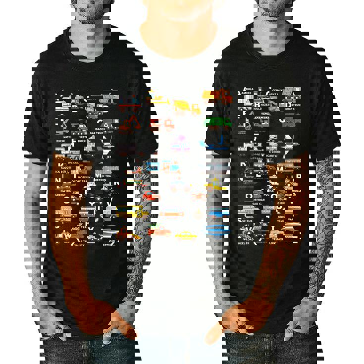 Alphabet Vehicles ABCs Learning Teachers Kids Boys Girls Men&#x27;s Casual T-Shirt