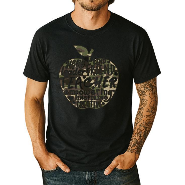 Apple Camoflauge Clothing Camo Student Teacher Cute School Men's Casual T-Shirt