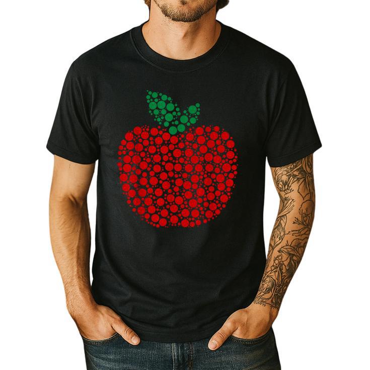 Apple Dot Pattern Art Teacher Appreciation Men Women Humor Men's Casual T-Shirt