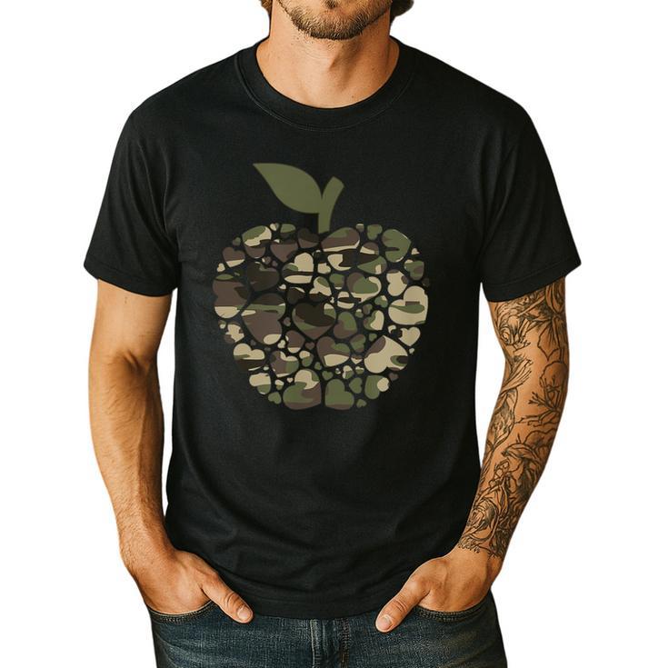 Apple Hearts Teacher Camouflage Clothing School Camo Apple For Men Women Girls Kids Men's Casual T-Shirt