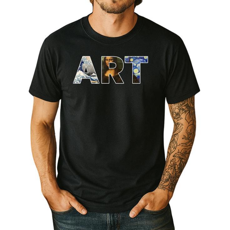 Art Artist Painting Teacher T Shirt Mona Lisa Great Wave For Men Women Men's Casual T-Shirt
