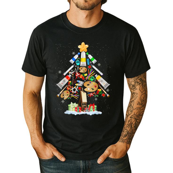Art Christmas Tree Merry Christmas Artist Art Teacher Men's Casual T-Shirt