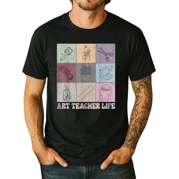 Art Teacher Life Retro Groovy Teaching Future Artists Men's Casual T-Shirt