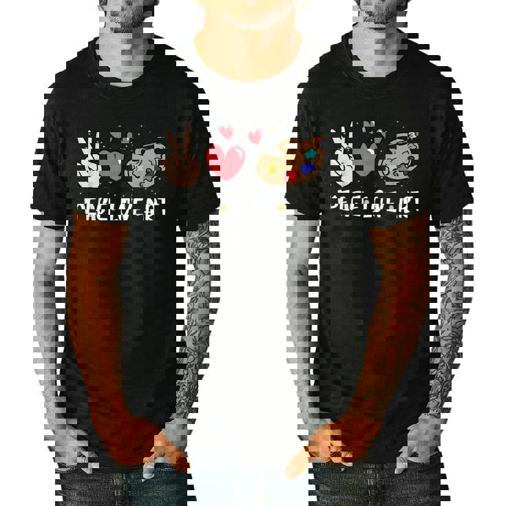 Art Teacher Peace Love Art For Artists And Painters Men&#x27;s Casual T-Shirt