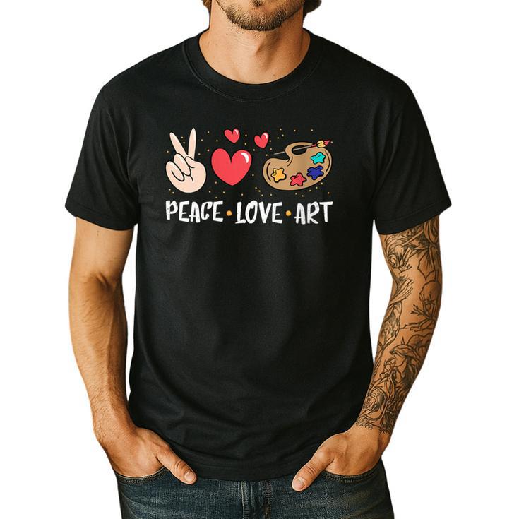 Art Teacher Peace Love Art For Artists And Painters Men's Casual T-Shirt