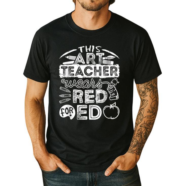 This Art Teacher Wears Red For Ed Men Women Men's Casual T-Shirt This Art Teacher Wears Red For Ed Men Women Men's Casual T-Shirt