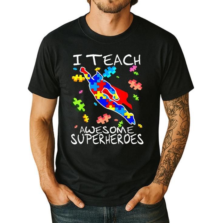 Autism Awareness Teacher I Teach Awesome Superheroes Men's Casual T-Shirt