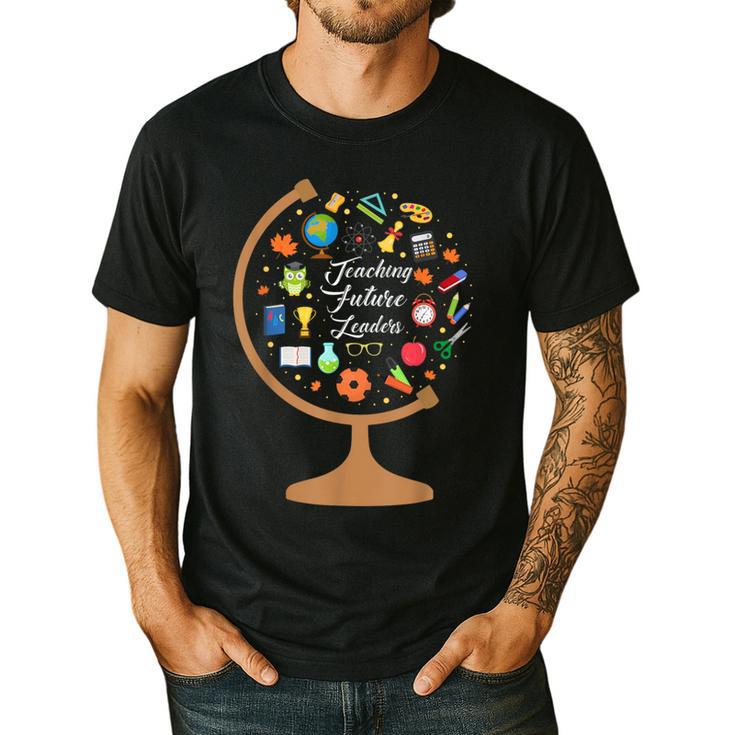 Awesome Teachers T Shirt Teaching Future Leaders Globe For Men Women Men's Casual T-Shirt