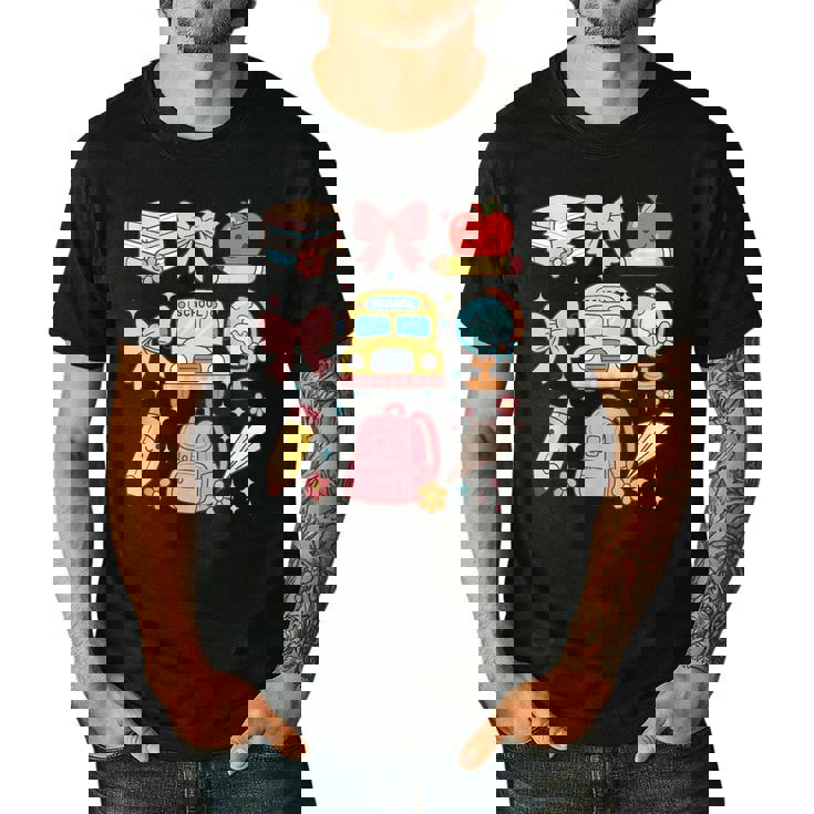 Back To School Coquette Teacher Women Girl Kindergarten PreK Men&#x27;s Casual T-Shirt