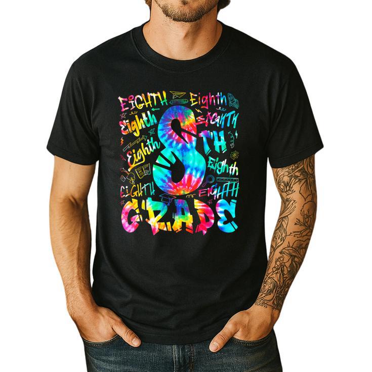 Back To School Eighth 8th Grade Tie Dye Typography Teacher Men's Casual T-Shirt