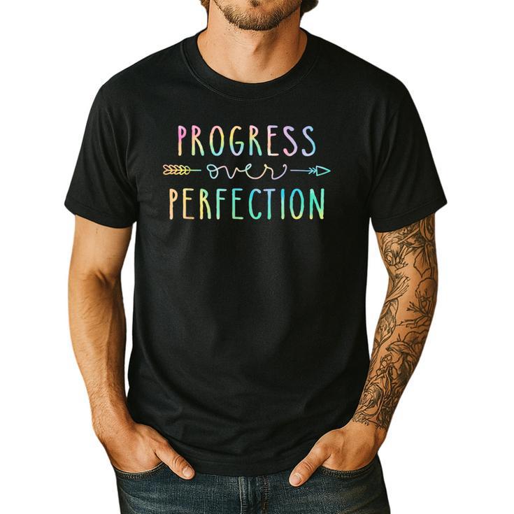 Back To School Progress Over Perfection Motivational Teacher Men's Casual T-Shirt