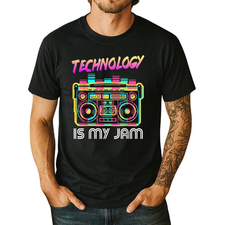Back To School Retro Technology Is My Jam 80's Teacher Men's Casual T-Shirt