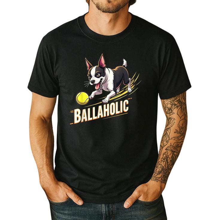 Ballaholic Boston Terrier Dog Chasing Bostie Ball Men's Casual T-Shirt