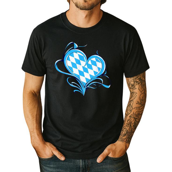 Bavarian Flag As Heart Blue Diamond Bavaria Men's Casual T-Shirt